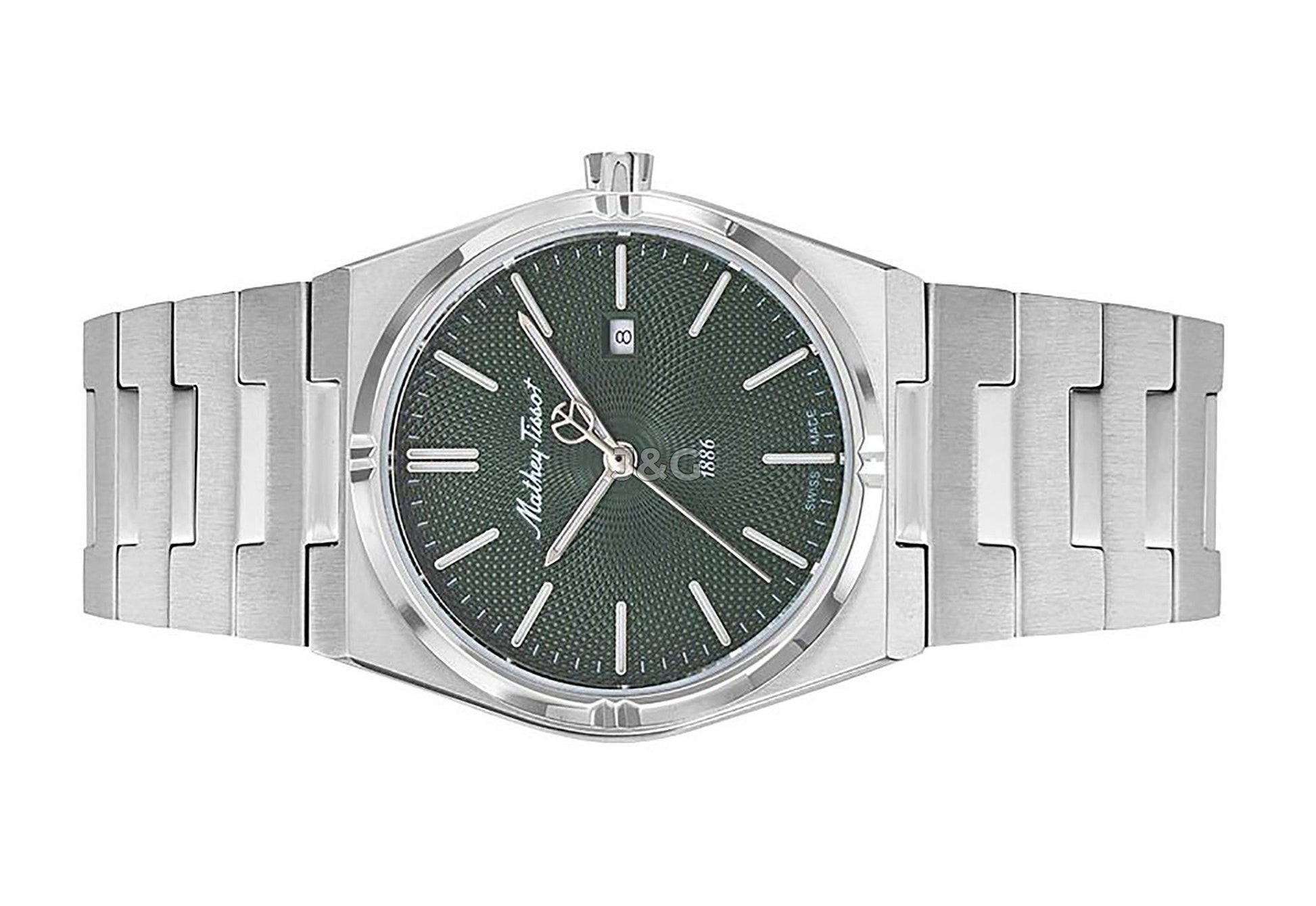 Mathey-Tissot Date display Green Stainless steel Female D118AV.-.MT. A brand-new Mathey-Tissot watch featuring a Green dial and a Stainless steel strap. Front view. - view 3