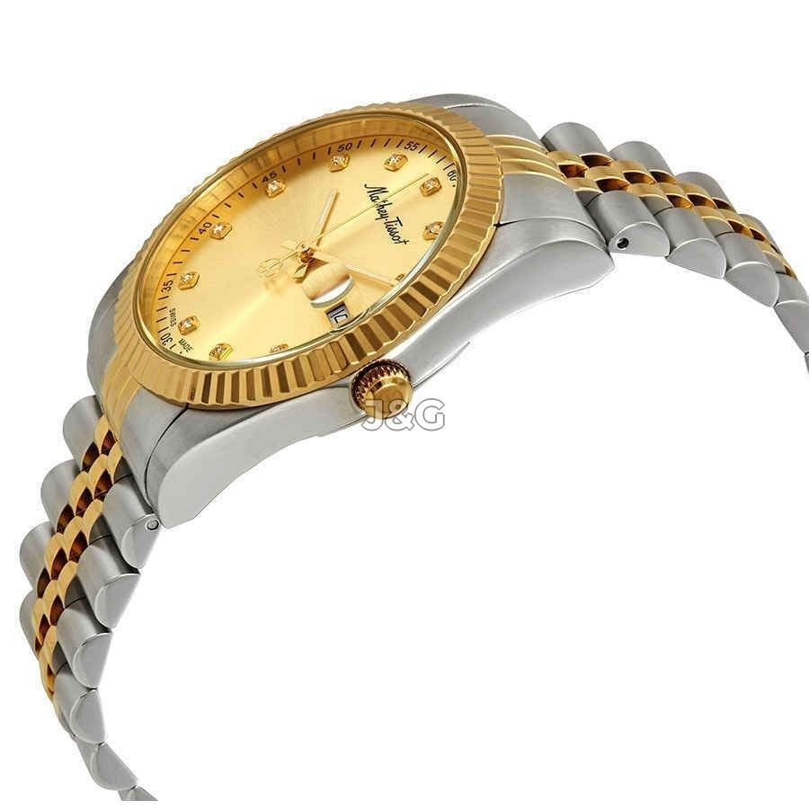 Mathey-Tissot Mathy Date display Gold Stainless steel Male H710BDI.-.MT. A brand-new Mathey-Tissot Mathy watch featuring a Gold dial and a Stainless steel strap. Front view. - view 2