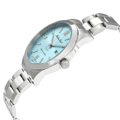 Mathey-Tissot Mathy I Date display Blue Stainless steel Male H455SK.-.MT. A brand-new Mathey-Tissot Mathy watch featuring a Blue dial and a Stainless steel strap. Angled view. - view 2