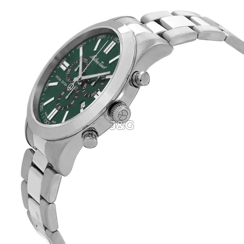 Mathey-Tissot Mathy I Date display Green Stainless steel Male H455CHVE.-.MT. A brand-new Mathey-Tissot Mathy watch featuring a Green dial and a Stainless steel strap. Angled view. - view 2