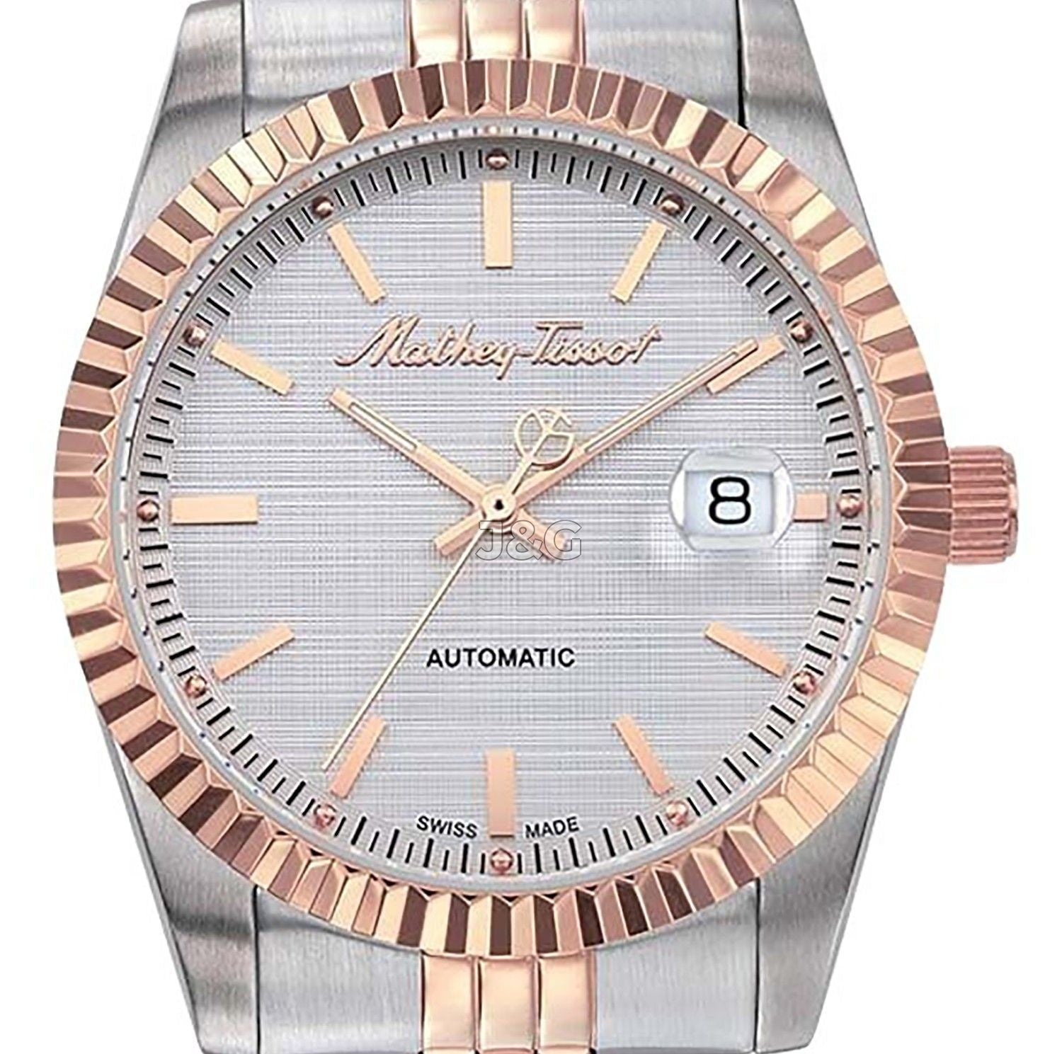 Mathey-Tissot Mathy III Automatic movement White Stainless steel Male H1810ATRA.-.MT. A brand-new Mathey-Tissot Mathy watch featuring a White dial and a Stainless steel strap. Side view. - view 2