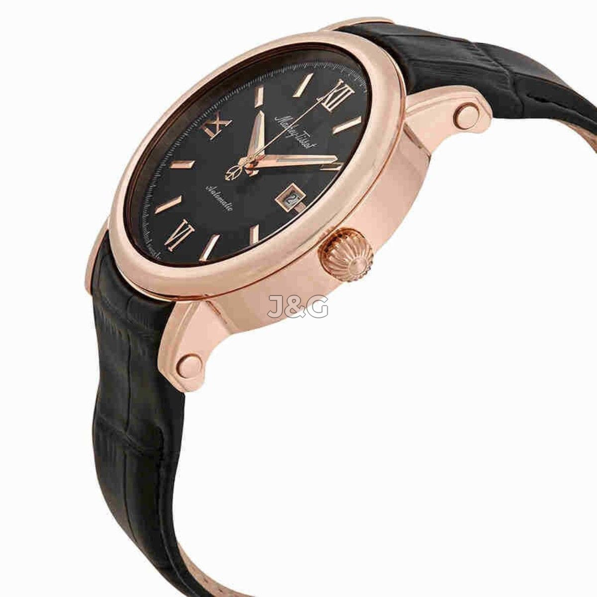 Mathey-Tissot Renaissance Automatic movement Black Leather Male H9030PN.-.MT. A brand-new Mathey-Tissot Renaissance watch featuring a Black dial and a Leather strap. Side view. - view 2