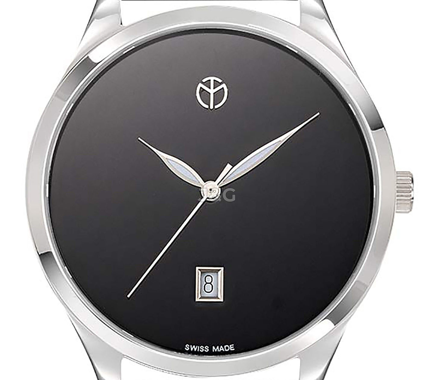 Mathey-Tissot Urban Date display Black Leather Male H411NM.-.MT. A brand-new Mathey-Tissot Urban watch featuring a Black dial and a Leather strap. Front view. - view 2