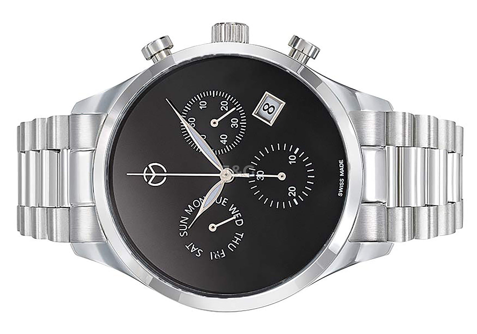 Mathey-Tissot Urban Date display Black Stainless steel Male H411CHNM.-.MT. A brand-new Mathey-Tissot Urban watch featuring a Black dial and a Stainless steel strap. Side view. - view 3