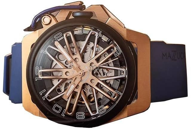 Mazzucato RIM GT Automatic movement Blue Rubber Male GT5-RG.-.MW. A brand-new Mazzucato RIM watch featuring a Blue dial and a Rubber strap. Angled view. - view 5