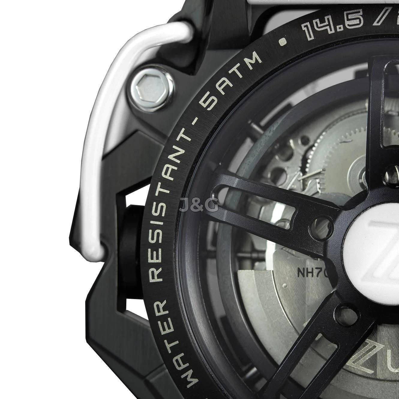 Mazzucato RIM GT Automatic movement White Rubber Male GT3-WH.-.MW. A brand-new Mazzucato RIM watch featuring a White dial and a Rubber strap. Side view. - view 4