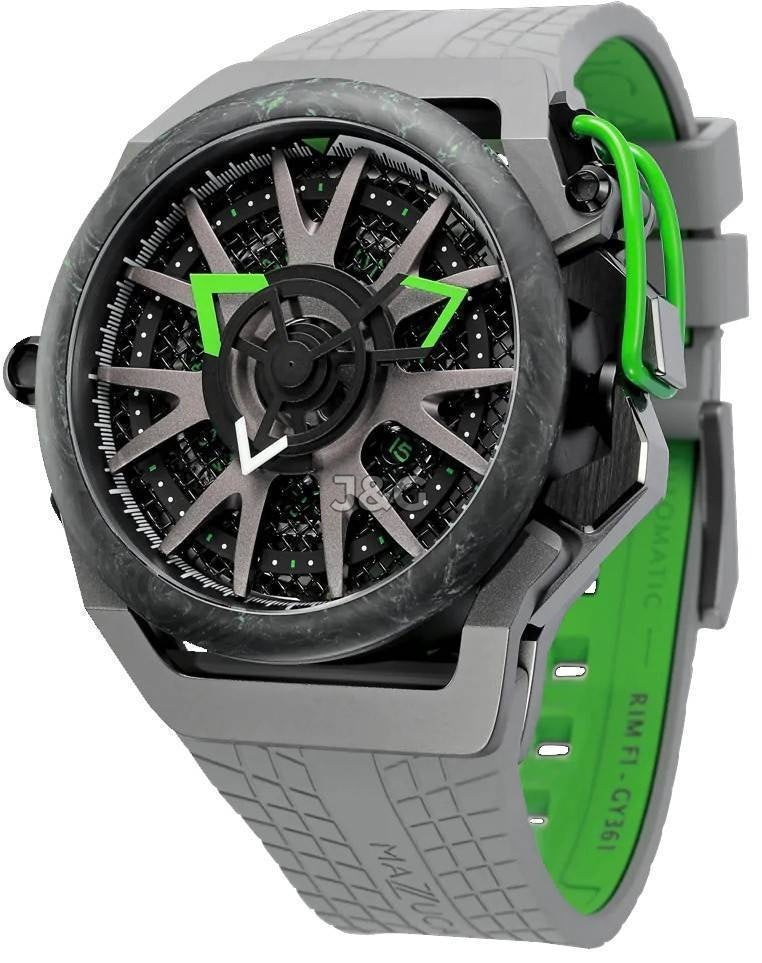 Mazzucato RIM Monza Automatic movement Black Rubber Male F1-GY361.-.MW. A brand-new Mazzucato RIM watch featuring a Black dial and a Rubber strap. Side view. - view 4