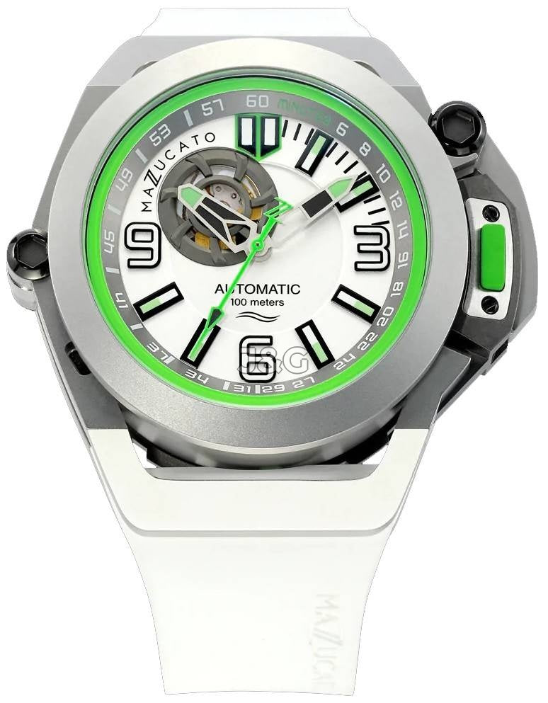 Mazzucato RIM Scuba Automatic movement White Stainless steel Male SUB07-WH802.-.MW. A brand-new Mazzucato RIM watch featuring a White dial and a Stainless steel strap. Front view. - view 2