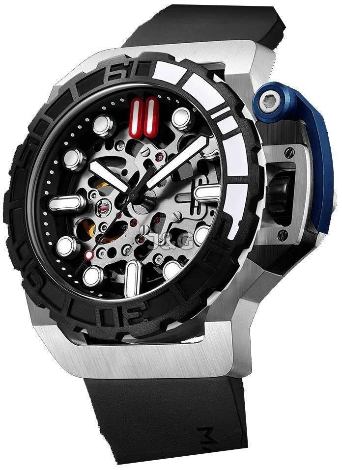 Mazzucato RIM Sub Automatic movement Silver Skeleton Rubber Male SK1-BL.-.MW. A brand-new Mazzucato RIM watch featuring a Silver Skeleton dial and a Rubber strap. Side view. - view 2