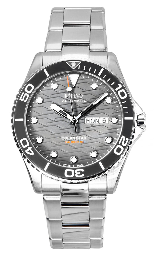 Mido Ocean Star 200C Stainless Steel Grey Dial Automatic. A brand-new Mido Ocean Star watch featuring a Grey dial and a Stainless steel strap. Front view.