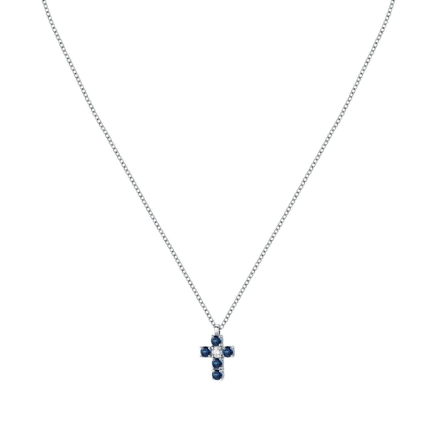 Morellato Tesori Necklace With Blue Cross SAIW216 For Women. A brand-new Morellato watch. Angled view.