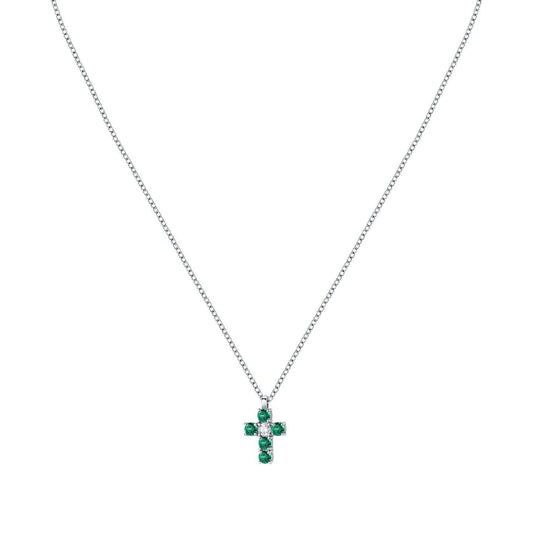 Morellato Tesori Necklace With Green Cross SAIW214 For Women. A brand-new Morellato watch. Angled view.