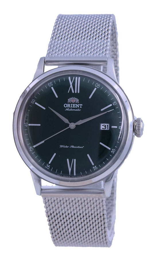 Orient Bambino Contemporary Classic Automatic RA-AC0018E30B. A brand-new Orient Bambino watch featuring a Stainless steel strap. Side view.