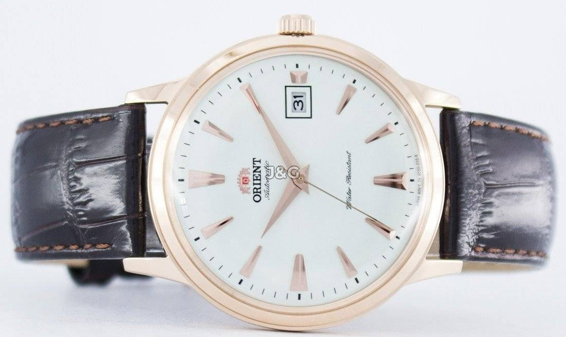 Orient Bambino Automatic movement Blue Leather Male FAC00002W0. A brand-new Orient Bambino watch featuring a Blue dial and a Leather strap. Front view. - view 4