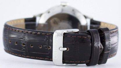 Orient Bambino Automatic movement Blue Leather Male FAC00008W0. A brand-new Orient Bambino watch featuring a Blue dial and a Leather strap. Side view. - view 5