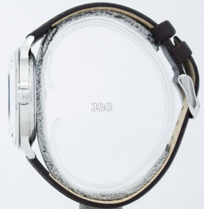 Orient Bambino Automatic movement Blue Leather Male FAC0000EW0. A brand-new Orient Bambino watch featuring a Blue dial and a Leather strap. Side view. - view 2