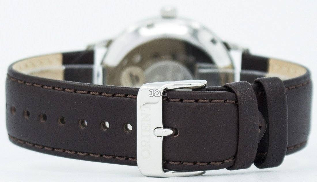 Orient Bambino Automatic movement Blue Leather Male FAC0000EW0. A brand-new Orient Bambino watch featuring a Blue dial and a Leather strap. Side view. - view 5