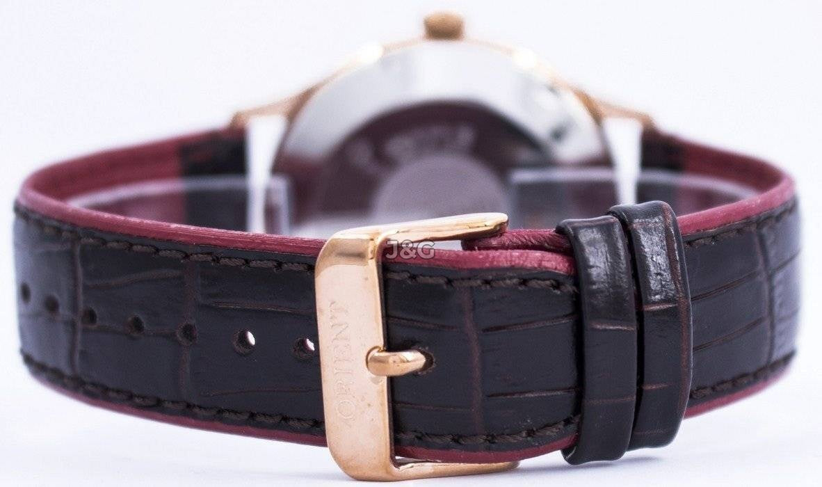 Orient Bambino Automatic movement Blue Leather Male FAC08001T0. A brand-new Orient Bambino watch featuring a Blue dial and a Leather strap. Angled view. - view 5