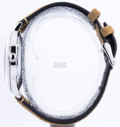 Orient Bambino Automatic movement White Leather Male FAC08003A0. A brand-new Orient Bambino watch featuring a White dial and a Leather strap. Side view. - view 2