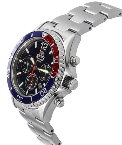 Orient Chronograph function Black Stainless steel Male RA-TX0201L10B. A brand-new Orient watch featuring a Black dial and a Stainless steel strap. Side view. - view 3