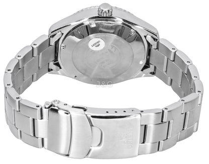 Orient Mako Automatic movement Blue Stainless steel Male RA-AC0Q02L10B. A brand-new Orient Mako watch featuring a Blue dial and a Stainless steel strap. Angled view. - view 4