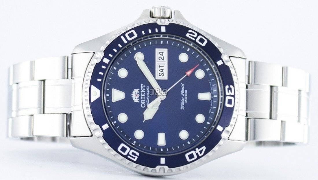 Orient Ray Automatic movement Black Stainless steel Male FAA02005D9. A brand-new Orient Ray watch featuring a Black dial and a Stainless steel strap. Front view. - view 5