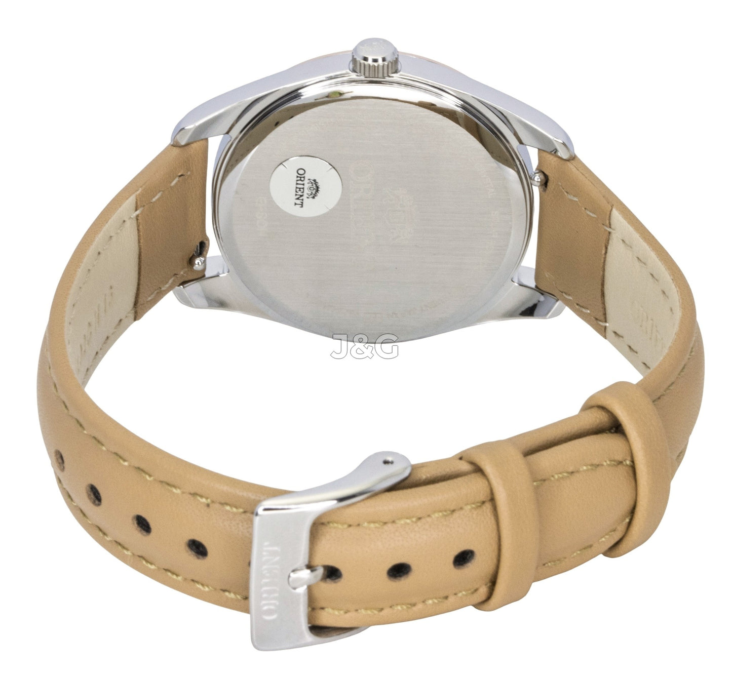 Orient Solar powered White Leather Male RA-WG0604S. A brand-new Orient watch featuring a White dial and a Leather strap. Front view. - view 4