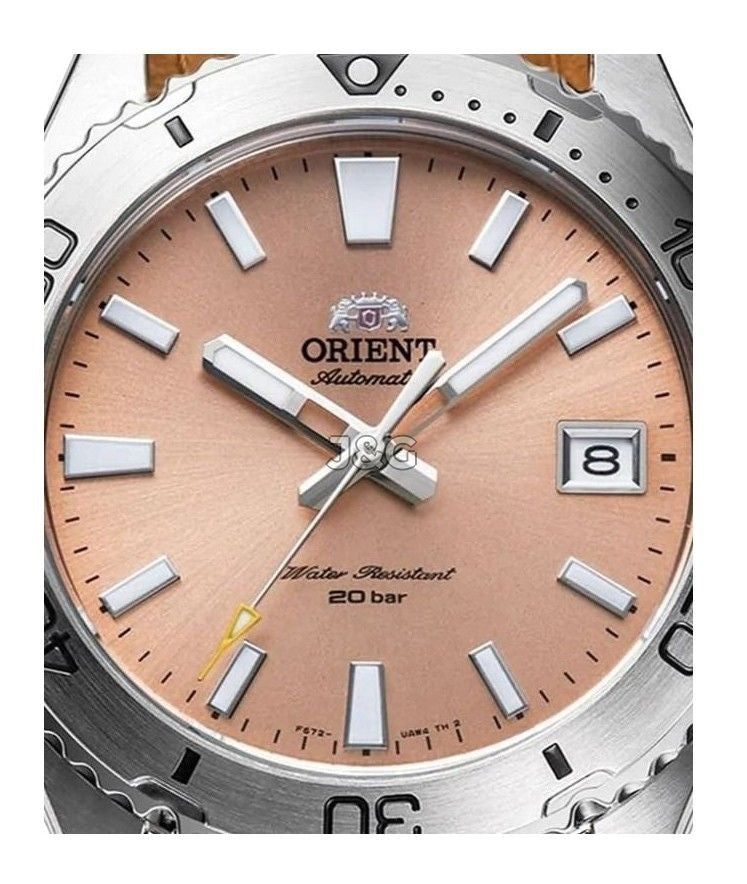 Orient Sports Automatic movement Black Leather Male RA-AC0Q05P10B. A brand-new Orient Sports watch featuring a Black dial and a Leather strap. Side view. - view 5