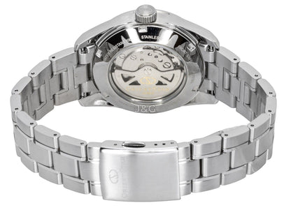 Orient Star Contemporary Automatic movement Grey Stainless steel Male RE-AU0110N. A brand-new Orient Star watch featuring a Grey dial and a Stainless steel strap. Angled view. - view 4