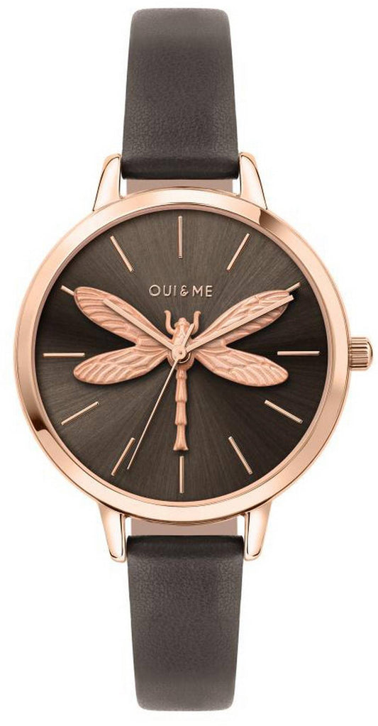 Oui & Me Amourette Grey Sunray Dial Leather Strap Quartz. A brand-new Oui & Me Amourette watch featuring a Leather strap. Side view.