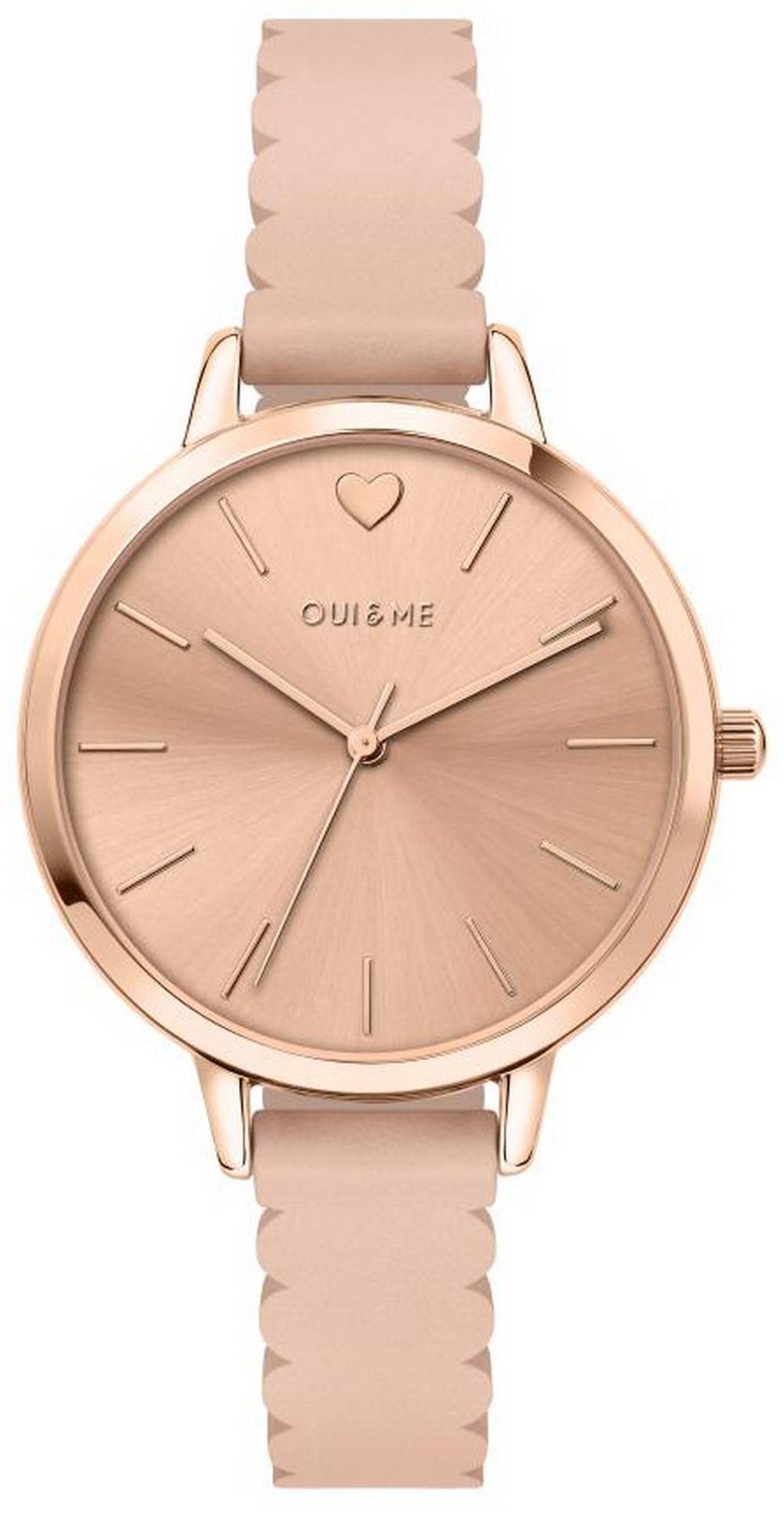 Oui & Me Amourette Rose Gold Shiny Dial Leather Strap. A brand-new Oui & Me Amourette watch featuring a Leather strap. Side view.