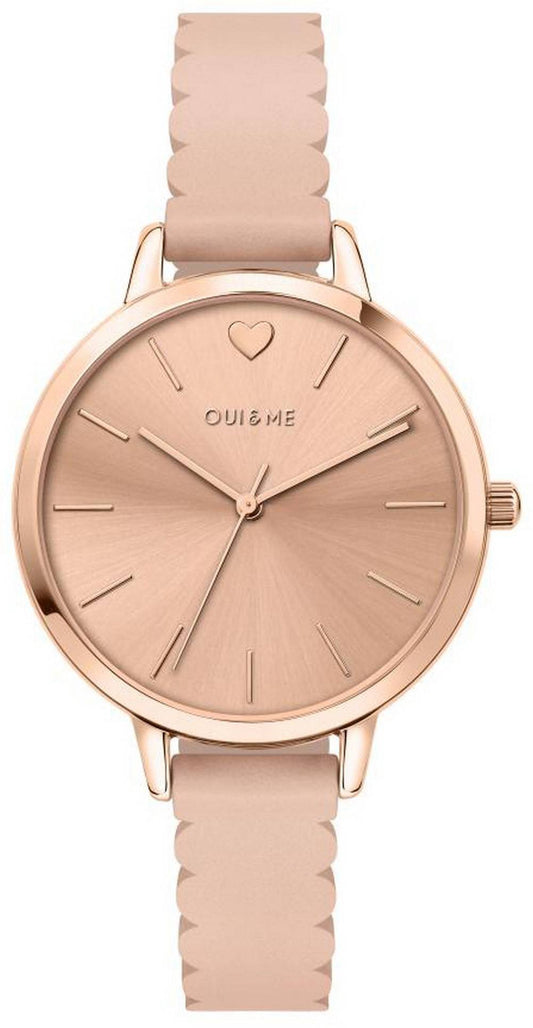 Oui & Me Amourette Rose Gold Shiny Dial Leather Strap. A brand-new Oui & Me Amourette watch featuring a Leather strap. Side view.