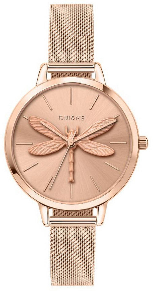 Oui & Me Amourette Rose Gold Tone Stainless Steel Quartz. A brand-new Oui & Me Amourette watch featuring a Stainless steel strap. Angled view.