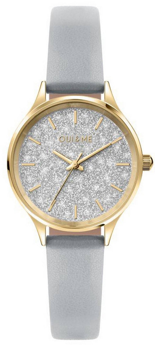 Oui & Me Bichette White Dial Leather Strap Quartz ME010271. A brand-new Oui & Me Bichette watch featuring a White dial and a Leather strap. Angled view.