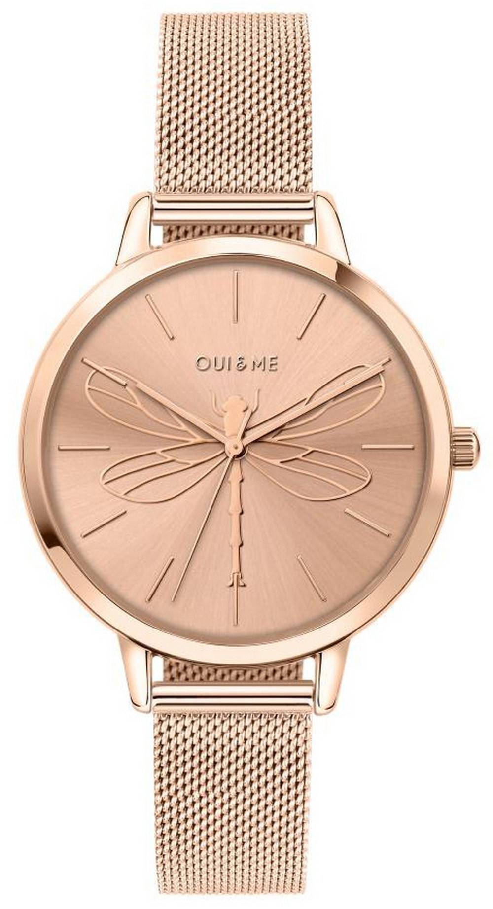 Oui & Me Grande Amourette Rose Gold Tone Stainless Steel. A brand-new Oui & Me Amourette watch featuring a Stainless steel strap. Angled view.