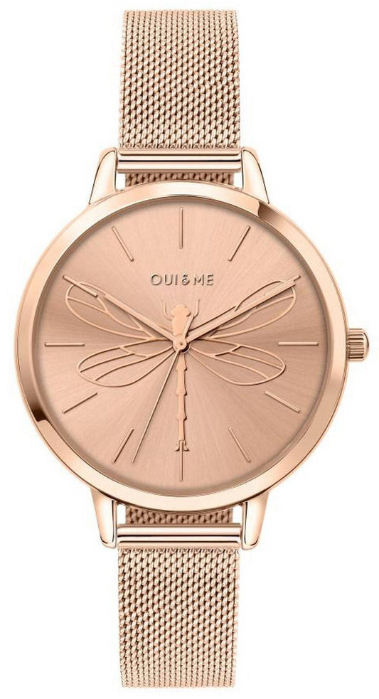 Oui & Me Grande Amourette Rose Gold Tone Stainless Steel. A brand-new Oui & Me Amourette watch featuring a Stainless steel strap. Angled view.
