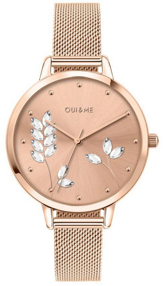Oui & Me Grande Fleurette Rose Gold Tone Stainless Steel. A brand-new Oui & Me Fleurette watch featuring a Stainless steel strap. Front view.