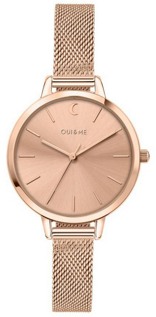 Oui & Me Petite Amourette Rose Gold Tone Stainless Steel. A brand-new Oui & Me Amourette watch featuring a Stainless steel strap. Side view.