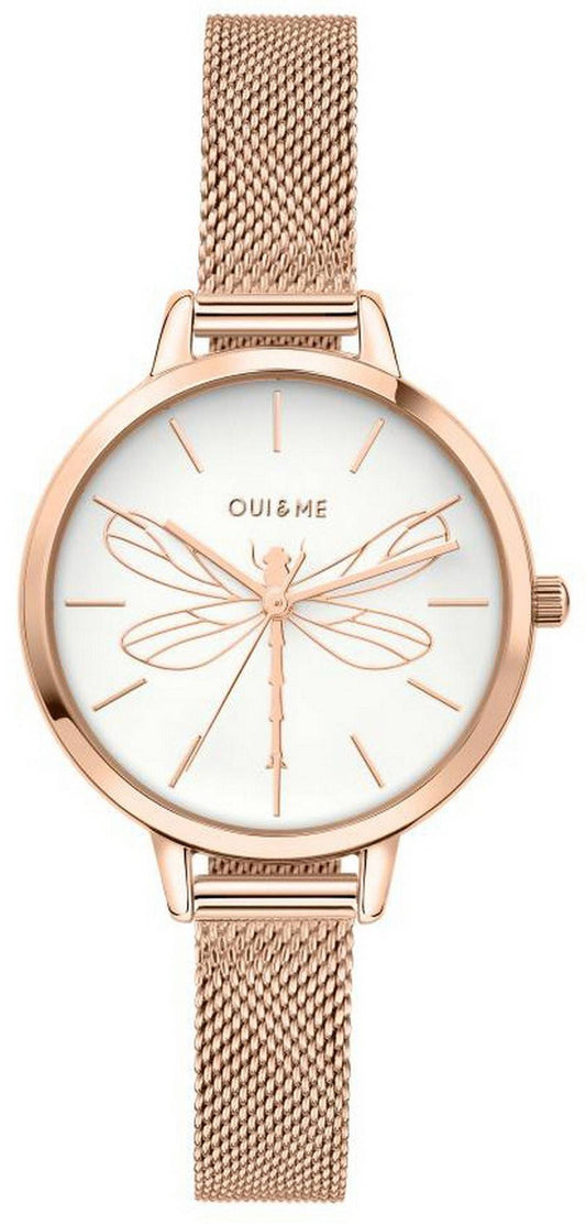 Oui & Me Petite Amourette White Dial Rose Gold Tone. A brand-new Oui & Me Amourette watch featuring a White dial and a Stainless steel strap. Front view.