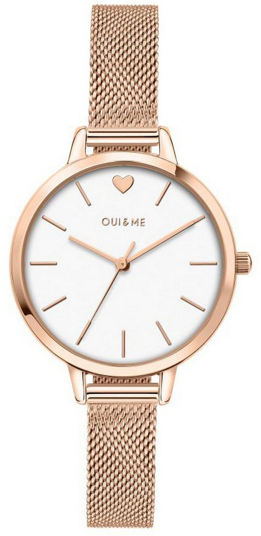 Oui & Me Petite Amourette White Dial Rose Gold Tone. A brand-new Oui & Me Amourette watch featuring a White dial and a Stainless steel strap. Side view.