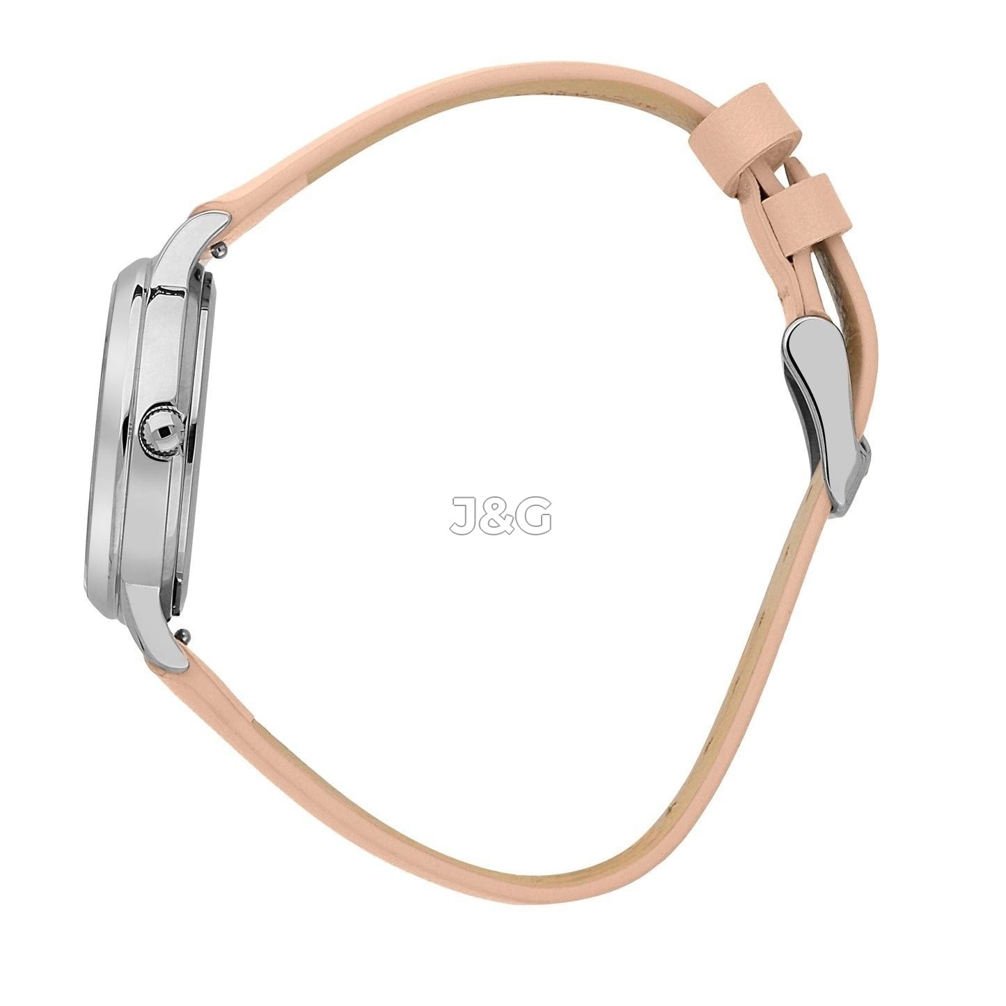 Oui & Me Fleurette Quartz movement Silver Leather Female ME010372-. A brand-new Oui & Me Fleurette watch featuring a Silver dial and a Leather strap. Side view. - view 2