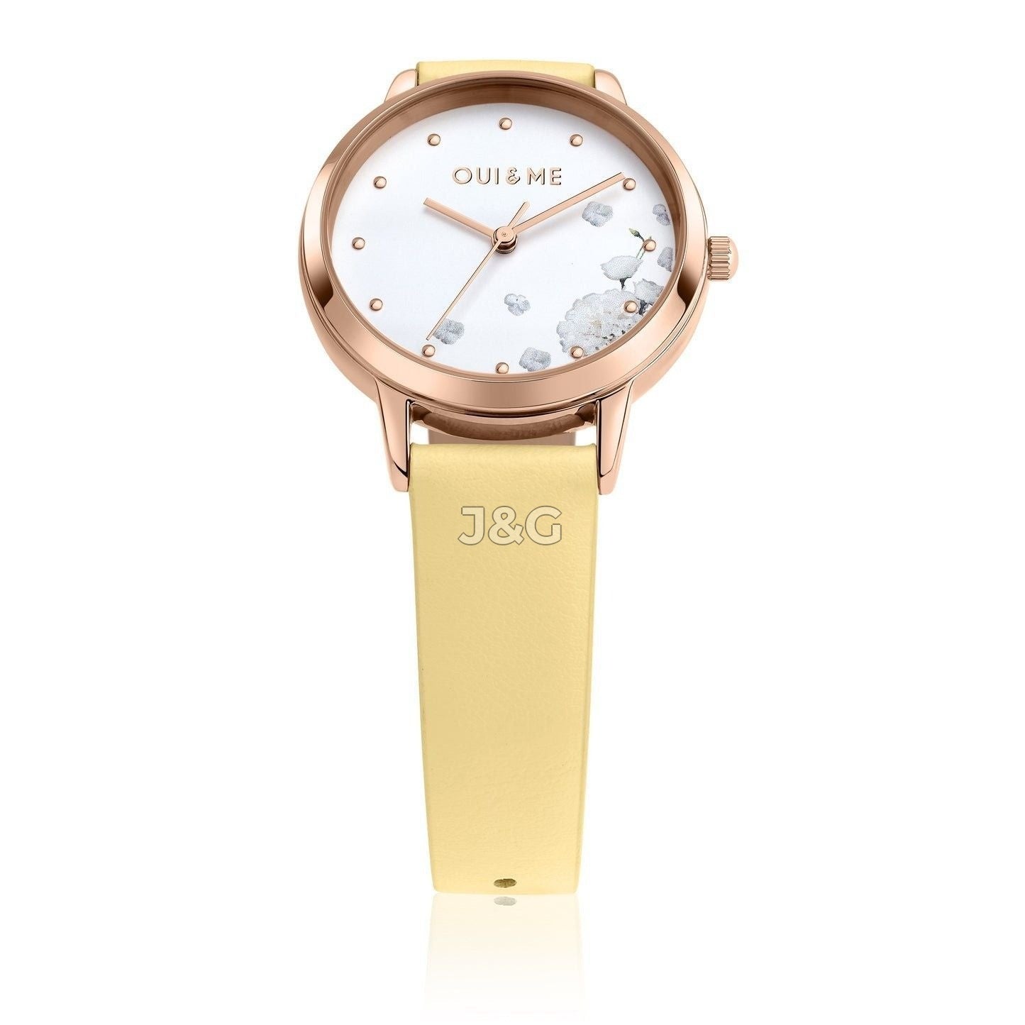 Oui & Me Fleurette Quartz movement White Leather Female ME010377-. A brand-new Oui & Me Fleurette watch featuring a White dial and a Leather strap. Side view. - view 2