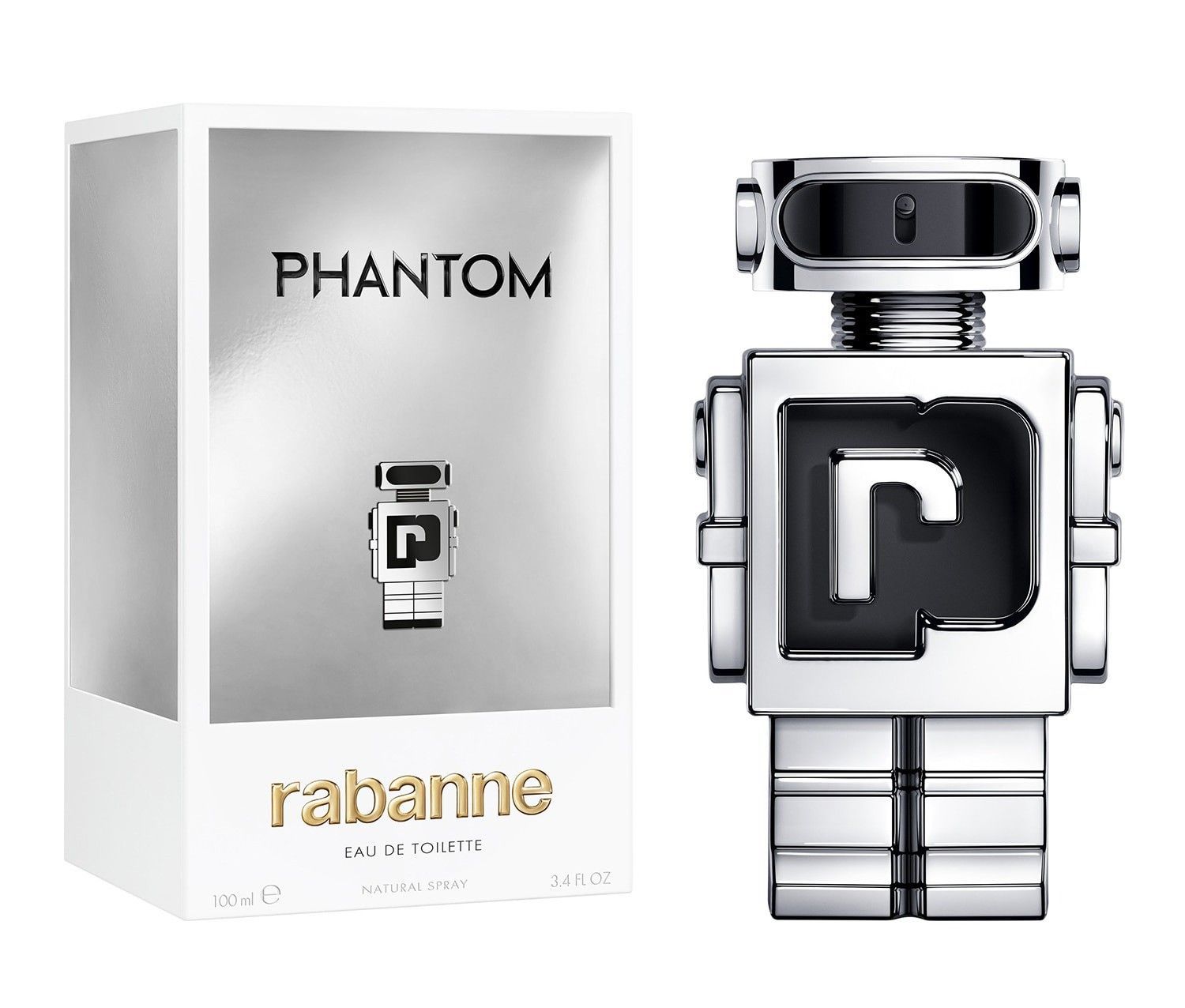 Paco Rabanne Phantom EDT Spray For Men 3.4oz-3349668582297. A brand-new Paco Rabanne Phantom watch. Angled view.