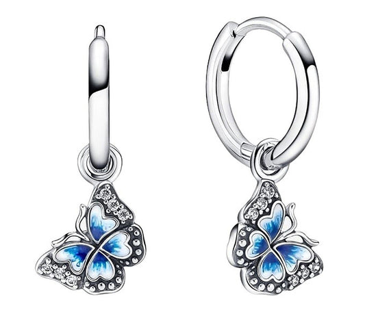 Pandora Blue Butterfly Hoop Earrings Sterling Silver. A brand-new PANDORA watch. Front view.