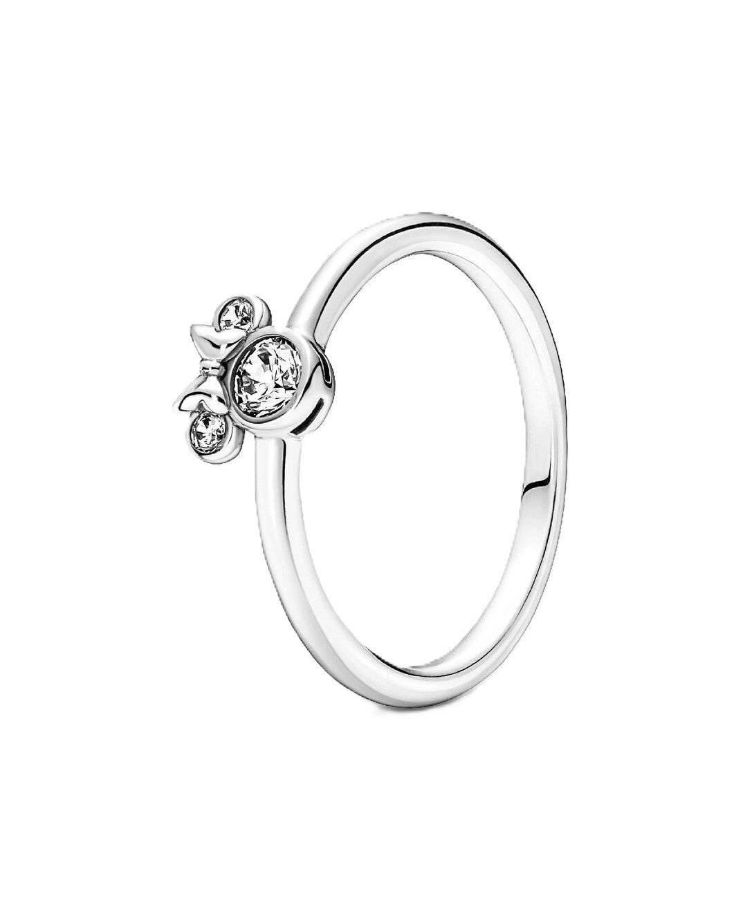 Pandora Disney Minnie Mouse Sparkling Head Ring With Clear. A brand-new PANDORA watch. Side view.