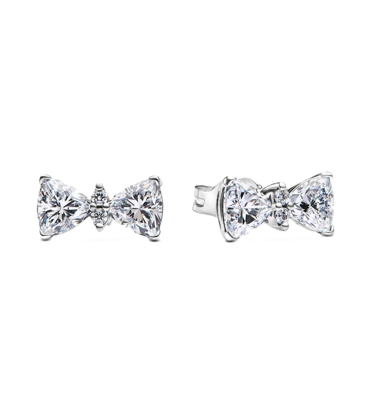 Pandora Sparkling Bow Stud Earring With Clear Cubic. A brand-new PANDORA watch. Side view.