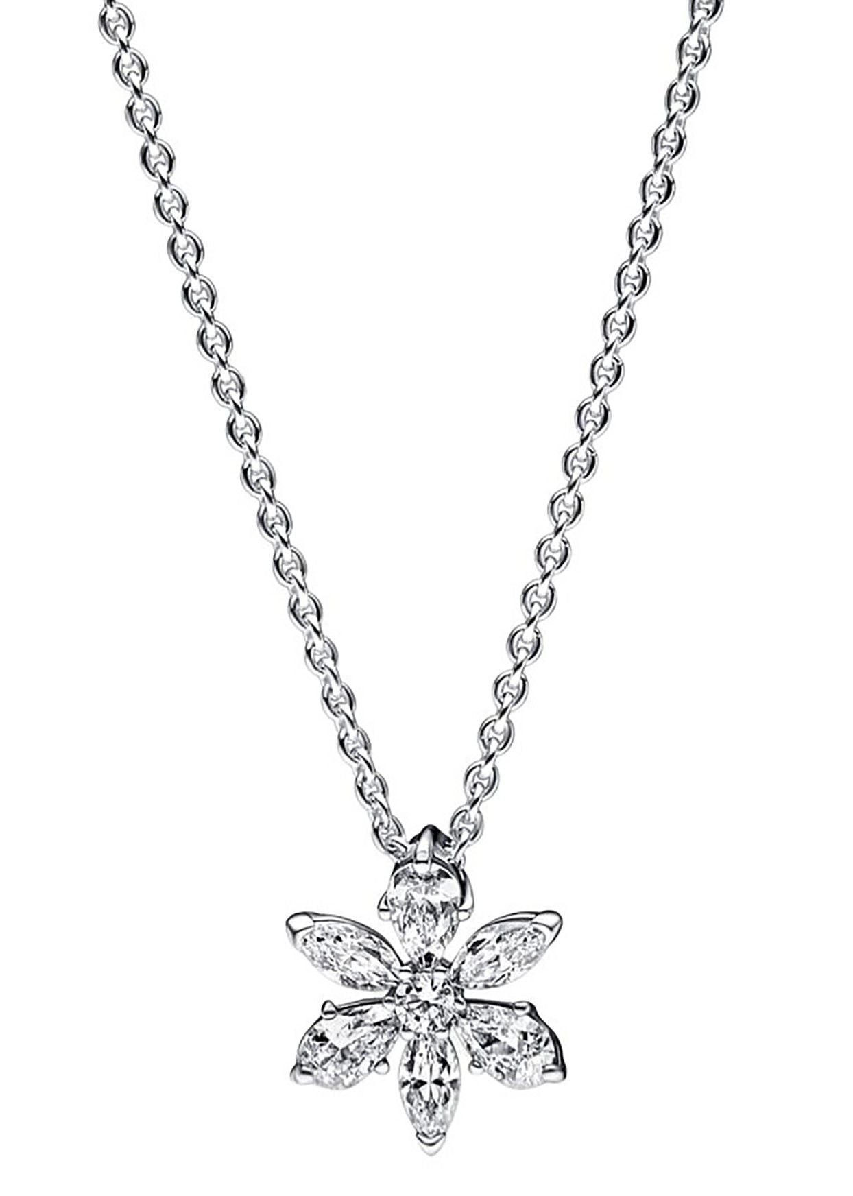 Pandora Sparkling Herbarium Cluster Pendant Necklace. A brand-new PANDORA watch. Angled view.