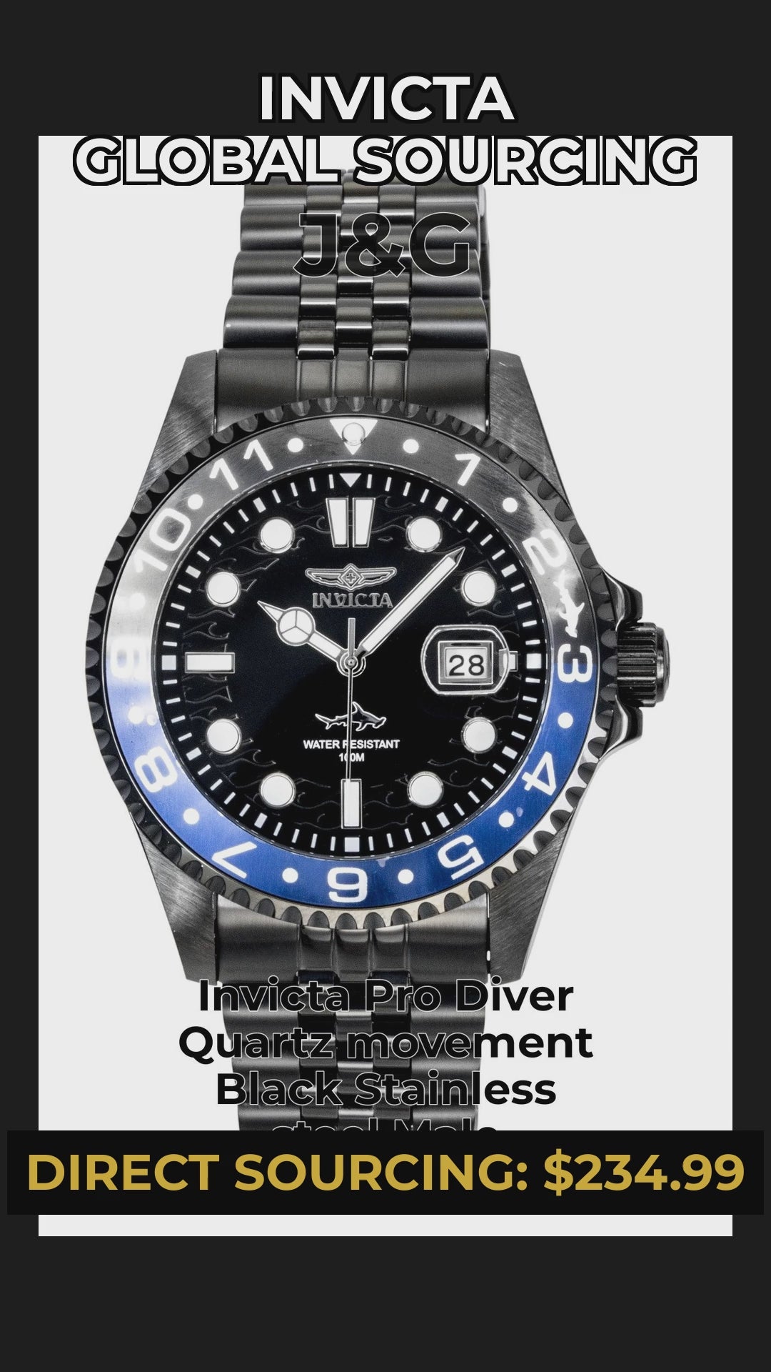 Invicta Pro Diver Quartz movement Black Stainless steel Male INV30627 - Viral Reel