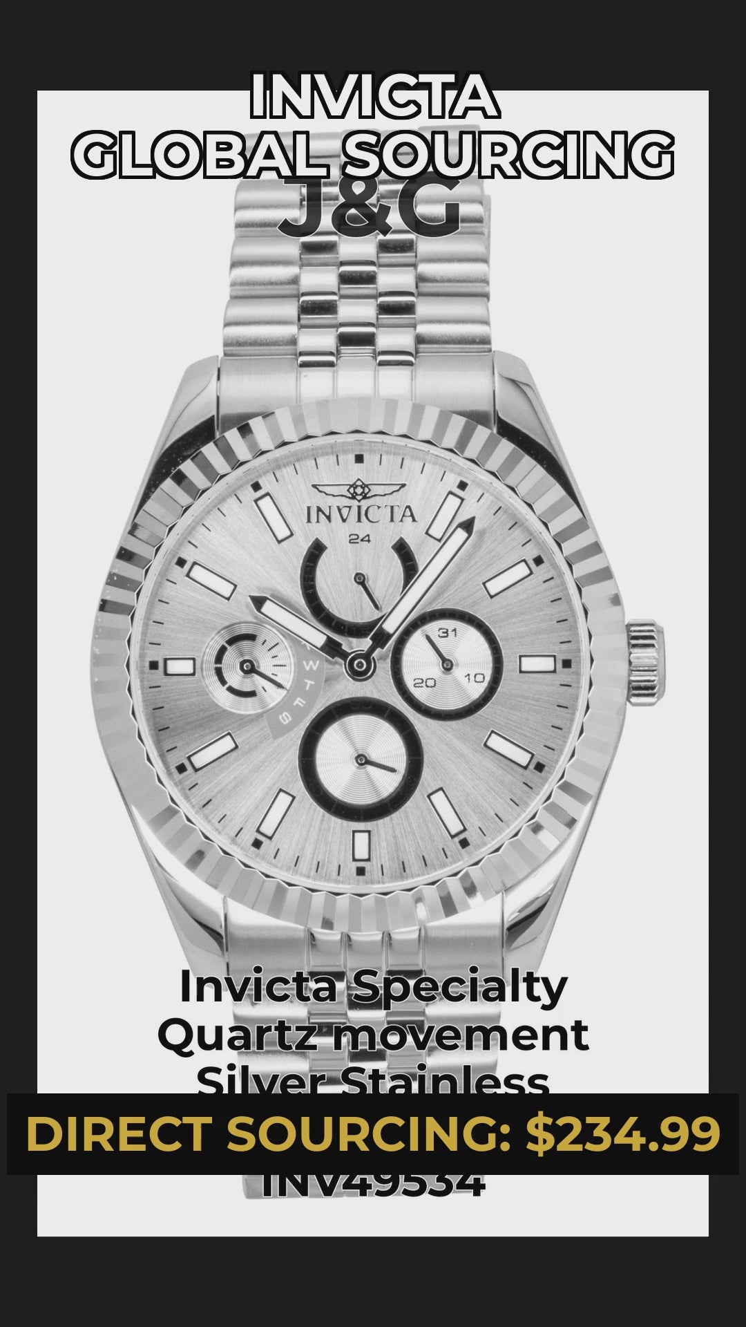 Invicta Specialty Quartz movement Silver Stainless steel Male INV49534 - Viral Reel