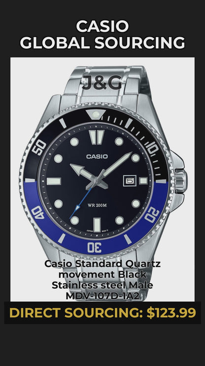 Casio Standard Quartz movement Black Stainless steel Male MDV-107D-1A2 - Viral Reel